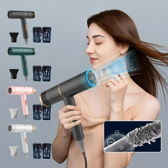 Hair Dryer High-Power Ionic Low Radiation | Portable Lightweight Travel Blow Dryer | Turbo Engine Tech | 3-Speed Settings | Intelligent Temp Control | Wet & Dry Styling | Multiple Colors | 20x20cm