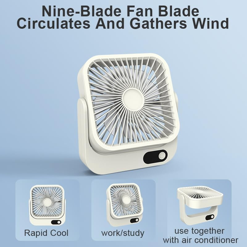 Magnetic Cruise Ship Fan, 5000mAh Battery Operated Portable Fan with 5 Speeds, Magnetically Sticks on Cabin Ceilings and Walls,desk fan- White