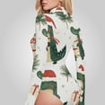 thumbnail image 4 of Christmas Alligators Santa Hats Women's Bodysuit Jumpsuit Mock Turtle Neck Long Sleeve TopsOne Piece Leotards Shirt Yoga Outfits, 4 of 8