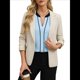 thumbnail image 3 of Blusas Elegantes e Informales de Larga con Cuello en V y Bloques de Color para Mujer, Ropa de Moda de Otoño. Lago Azul XL, 3 of 10