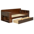thumbnail image 6 of MODERNLUXE Full Size Daybed with Removable Desk,Wooden 4-in-1 Multifunctional Sofa Bed with Storage Drawer & Hydraulic Side Table for Bedroom, Apartments,Guest Room,Espresso, 6 of 9