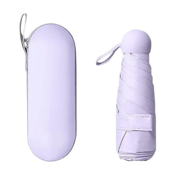 Home Essentials Portable 5 Fold Umbrella, Sunny And Rainy Umbrella, Sun Umbrella, Black Plastic Folding Capsule Umbrella Light Purple