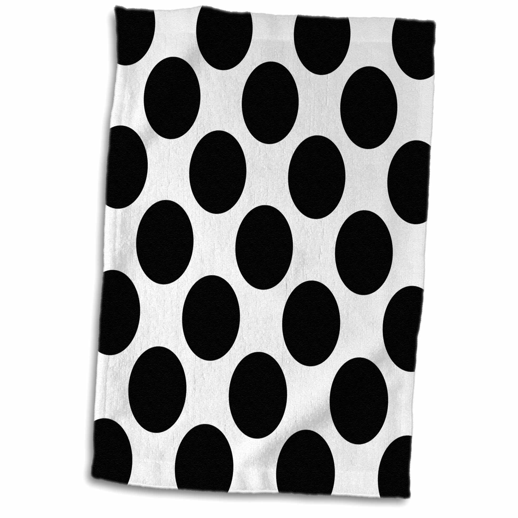 3dRose Black And White Polka Dots Towel, 15 by 22inch