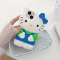 thumbnail image 3 of Nueva funda de teléfono Sanrio Hello Kitty con lazo 3D de dibujos animados para iPhone 16 15 14 13 Pro Max 7 8 Plus XR XS MAX Y2K funda de silicona anticaída, 3 of 5