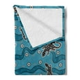 thumbnail image 2 of Aboriginal Soft Flannel Fleece Throw Blanket, Reptile on Waves and Dots, Cozy Plush for Indoor and Outdoor Use, 50" x 60", Sea Blue Dark Taupe, by Ambesonne, 2 of 5
