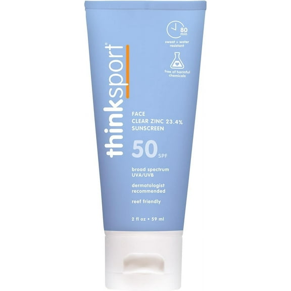 Think Sport Clear Zinc Active Facel Mineral Sunscreen For All Skin Tones Spf 50, 2 Oz..