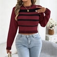 thumbnail image 4 of wenini Women's Striped Cropped Knit Sweater Long Sleeve Crew Neck Pullover Top 2026 fall winter fashion sweater, 4 of 7