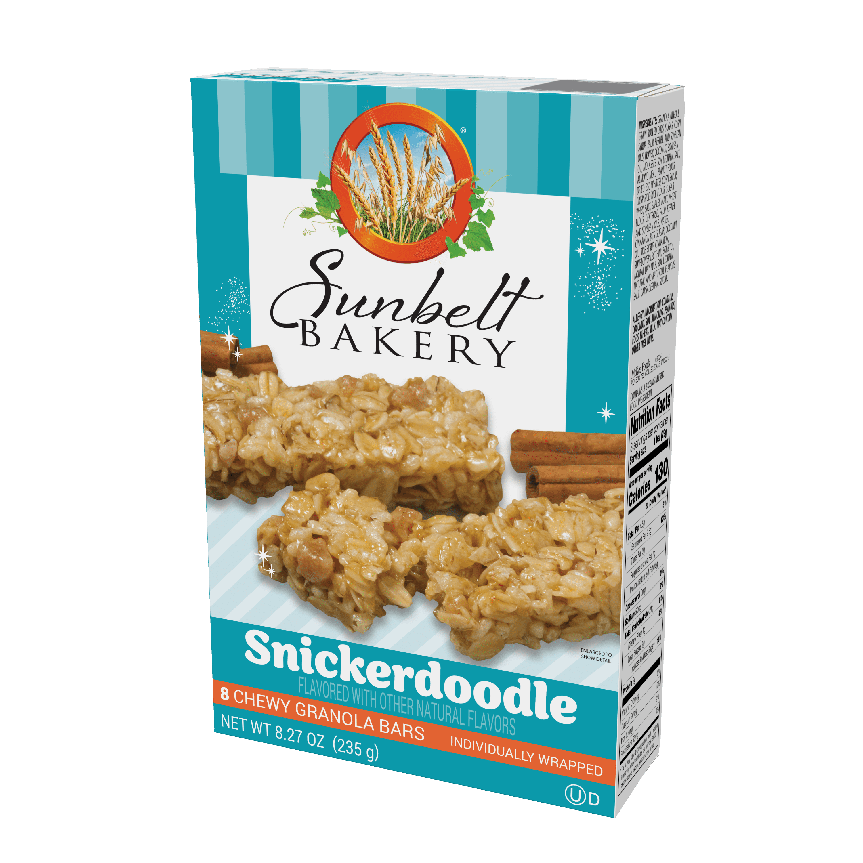 Sunbelt Bakery Snickerdoodle Chewy Granola Bars, 12 Boxes, 96 Individually Wrapped