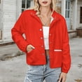 thumbnail image 3 of Jackets for Women Winter Coat Jackets Flannel Stand Collar Jacket(Pure Red,Size:S-4XL), 3 of 7