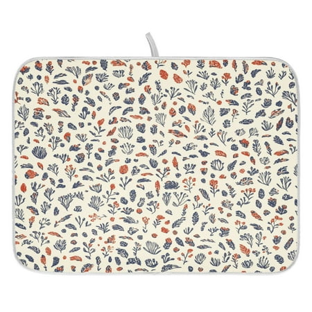 

Hand Drawn Flower Design Dish Drying Mat for Kitchen Quick Drying Absorbent Soft Durable 18 x 24