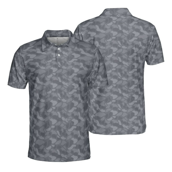 Stone Camouflage Polo Shirt for Men Short Sleeve Outdoors Fishing Hunting