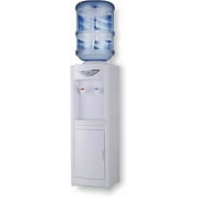 Water Cooler Dispenser for 3 or 5 Gallon Top Loading Hot/Cold Water Cooler Dispenser with Child Safety Lock & Storage Cabinet for Kitchens, Indoor Home Office Use White