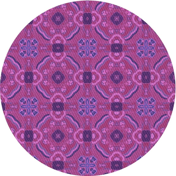 Ahgly Company Machine Washable Indoor Round Transitional Medium Violet Red Pink Area Rugs, 4' Round