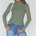 thumbnail image 7 of Women's Ribbed Turtleneck Sweater Slim Fit Long Sleeve, Fall Fashion Basic Casual Pullover Top Light Green M, 7 of 7