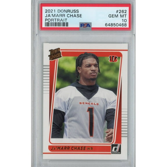 Graded 2021 Panini Donruss Ja'Marr Chase #262 Portrait Rookie RC Football Card PSA 10 Gem Mint