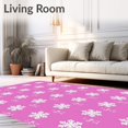 thumbnail image 2 of ODIKA 6'x9' Machine Washable Non-Slip Area Rug, Enchanted Snowflake Wonderland Tree Ornament Holiday Celebration Festive High Traffic Rug with Pad, Pink, 630724, 2 of 8