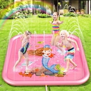 Splash Pad Sprinkler for Kids Toddler, Splash Mat Toys 68" Square Pink