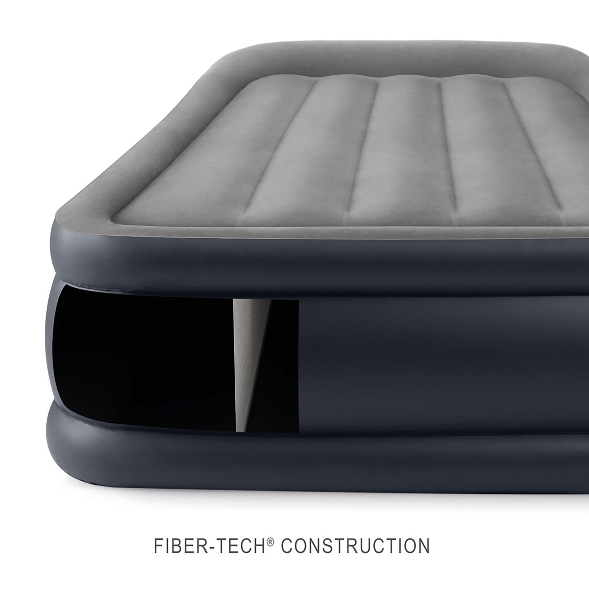 Intex: Dura-Beam: Plus Deluxe Pillow Rest Airbed - Twin - 16.5" Inflatable Air Mattress, Built-In Pump, Fiber-Tech, Carry Bag, 300lb Cap, 64131ED