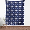 thumbnail image 4 of Ambesonne Ethnic Fabric by the Yard Upholstery, Mosaic Flowers Boho Folk, 3 Yards, Indigo Navy Blue and White, 4 of 5