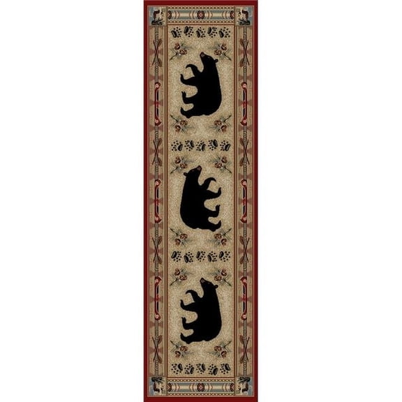 2 ft. 3 in. x 7 ft. 7 in. Hearthside Woodlands Bear Area Rug, Red
