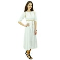 thumbnail image 4 of Phagun Women White Rayon Kurti Lace Work Chic Kurta Zipper Front Slit Tunic - 10, 4 of 7