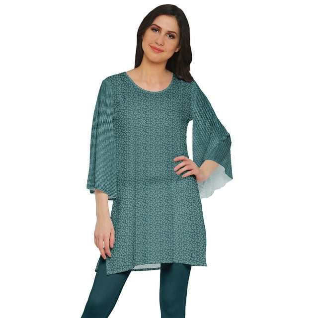 Moomaya Kimono Manches Mini Kurta Tunique d'Été Imprimée Courte Kurtis pour Femmes