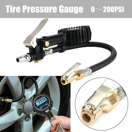 0-200 psi Portable Tire Pressure Gauge Digital Tire Inflator with 360MM Hose for Car Truck