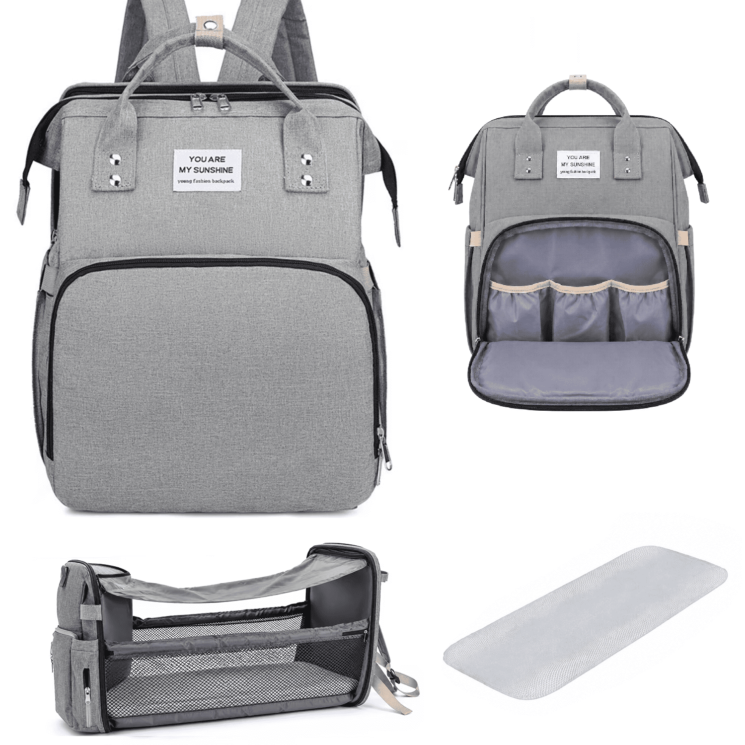 Behome Diaper Bag Backpack, Large Waterproof Baby Bag with Changing Pad, Stroller Straps & Insulated Pockets, Multifunctional Travel Diaper Bags For Mom & Dad