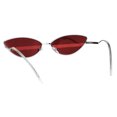 thumbnail image 4 of Womens Mod Goth Metal Rim Cat Eye Oval Retro Vintage Style Sunglasses Silver Mirror Red Stripe, 4 of 4