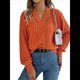 thumbnail image 3 of Suéter Informal de Cuello en V Ahuecado para Mujer, Suéter de Punto de Larga, Suéteres Superiores. Color Naranja L, 3 of 10