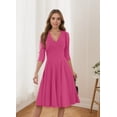 thumbnail image 2 of YUSHO Women's Wrap Dress Cocktail Church Wedding Midi Dress A-Line V Neck 3/4 Sleeve Casual Dresses, 2 of 2