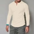 thumbnail image 2 of Men Long Sleeves  Neck Solid Button Pullover Casual Men T Shirt Men Blouse, 2 of 6