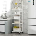 thumbnail image 2 of Fesfesfes Kitchen Shelf Multi layer Pot Storage Rack Home Floor Standing Storage Shelf Kitchen and Bathroom Organizer Simples Storage Rack Space Saving Design(With Hooks and Wheels), 2 of 5