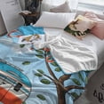 thumbnail image 5 of Fleece Blanket Cartoon Caravan Summer Forest Blankets, Soft Cozy Warm Flannel Throw Blanket, Let's Go Camping Quote Blanket for Bed Couch Sofa,30x40In, 5 of 9