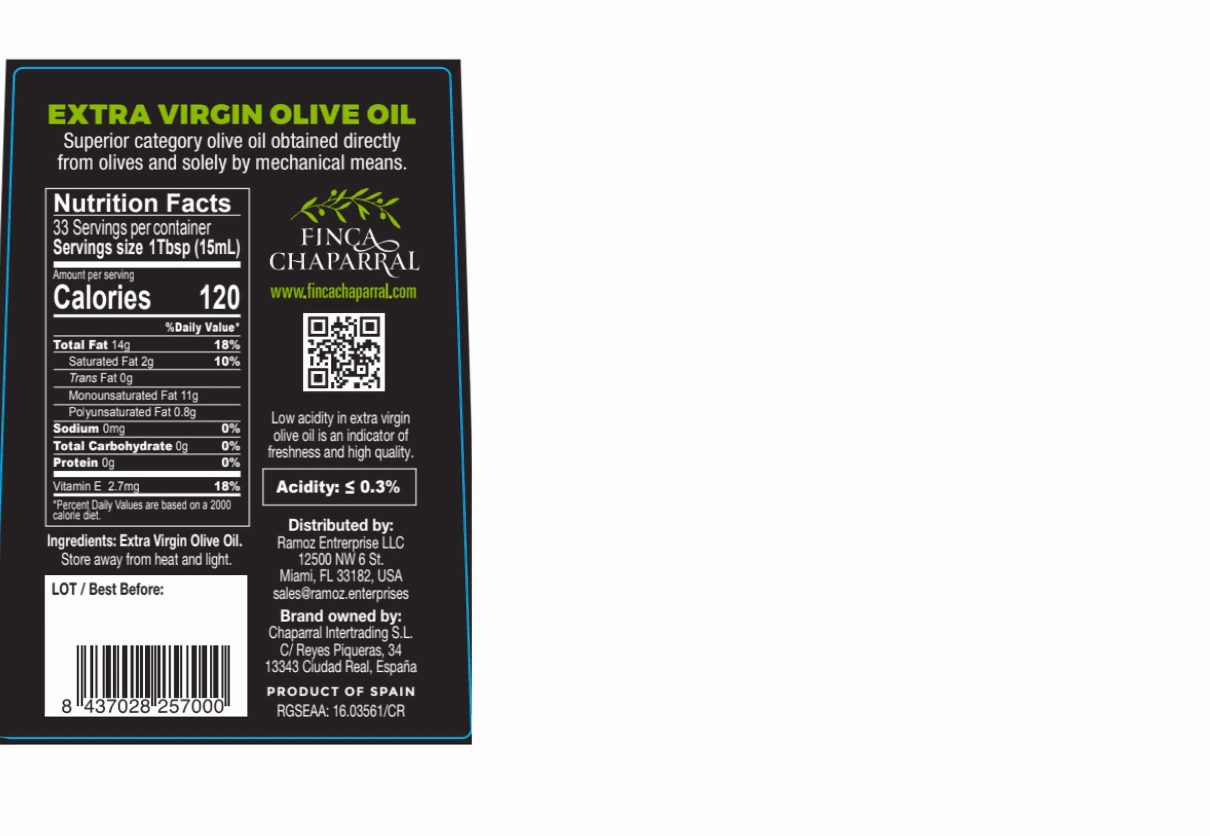 FINCA CHAPARRAL PICUAL EXTRA VIRGIN OLIVE OIL First Cold Press, 16.9 fl oz, Product of Spain Olive Oil – High Polyphenol – Cold Pressed, Early Harvest, First Cold Press EVOO – Keto, Paleo, Non-GMO –