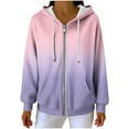thumbnail image 3 of ZUKMRJPC Women's Zip Up Hoodie Long Sleeve Gradient Color Knitted Cotton Outwear Fall Winter Lightweight Hooded Sweatshirt with Pockets, 3 of 6