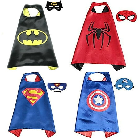 Children Christmas Costume Superhero Costumes Toddlers Kids 4Pcs Capes and Masks For Boys Holiday Birthday Party Supplies Christmas Xmas Gift ()