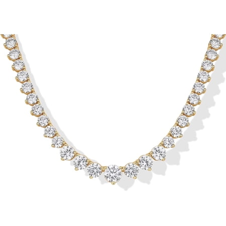 CF 14K Gold Plated Graduated Tennis Necklaces for Women - Cubic Zirconia Tennis Necklace for Brides & Bridesmaids - Simulated Diamond Chain Trendy Wedding Jewelry