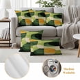 thumbnail image 6 of Green Geometric Outdoor Waterproof Pillow Covers, Middle Century Vintage Art Aesthetic Decorative Square Throw Pillowcase Sofa Cushion Sham for Patio/Couch/Chair, 16"x16" 2 Pack, 6 of 8