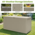 thumbnail image 4 of 90Gallon Outdoor Storage Box, Seizeen PE Rattan Patio Deck Box with Handles, Khaki Maze Storage for Outside Furniture Cushions Toys Garden Pool, Maximum Load 485LBS, 4 of 9