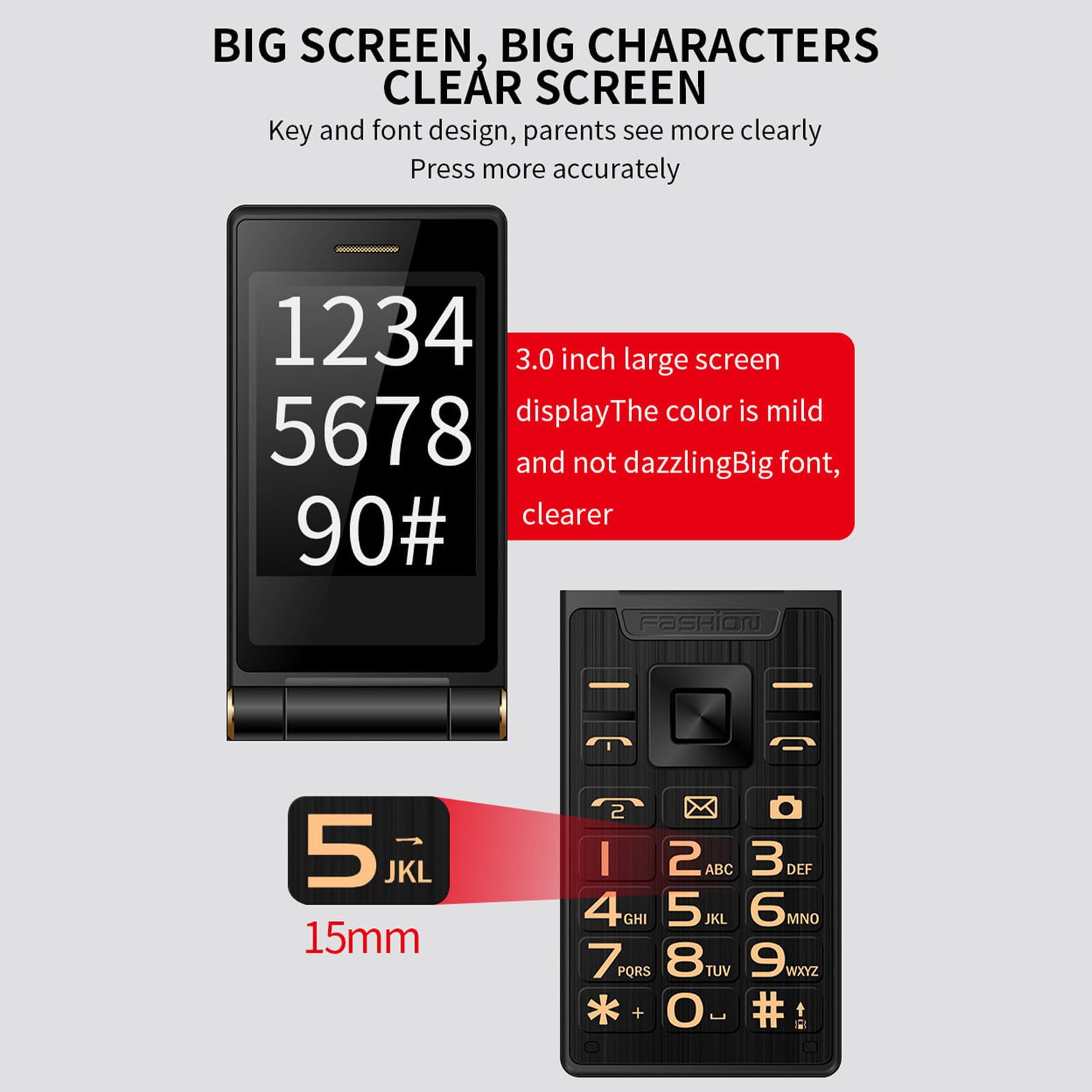 Taicans Senior Flip Phone with 2.6" Large Screen & 4800mAh Battery – Elderly Cell Phone with SOS,Flashlight,Loud Speaker & Dual SIM for Easy Use,Cheap Cell phone‌‌‌