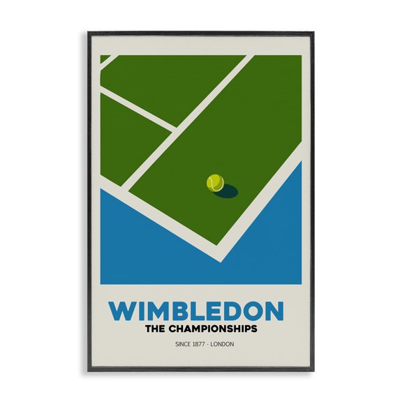 Stupell Industries Mid-Century Wimbledon Tennis Court Black Framed Giclee Art, 12 x 18, by Andreas Magnusson