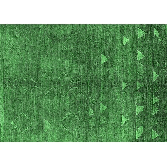 Ahgly Company Indoor Rectangle Solid Emerald Green Modern Area Rugs, 6' x 9'
