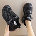 thumbnail image 5 of Sneakers for Women Fashion Platform White Leather Casual Dad Shoes Comfortable Wedge Walking Sport Sneakers-Black, 5 of 5