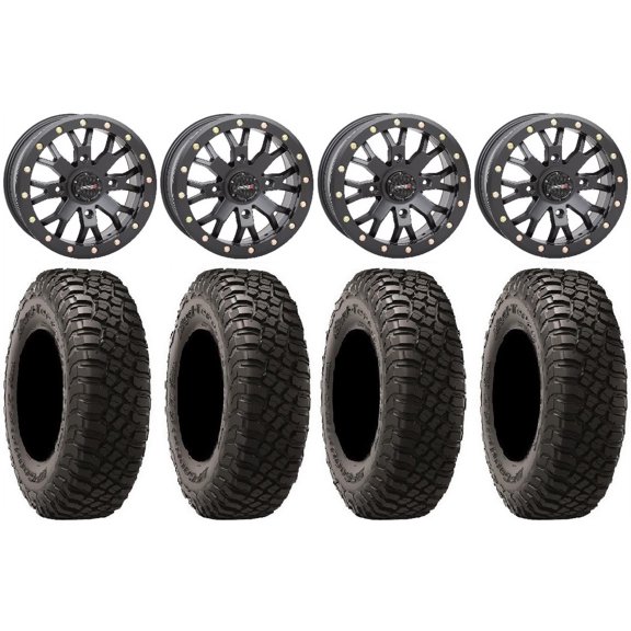 System 3 SB-4 Black (4 3) 14" Wheels 32" BFG KM3 Tires Kawasaki Teryx Mule