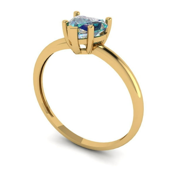 1.25 ct Heart Cut Blue Moissanite Solitaire Engagement Ring for Women in 18K Yellow Gold