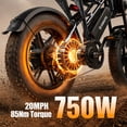 thumbnail image 3 of ESKUTE V100 Electric Bike for Teens Adults Students, 750W 20 Mph 48V 13 Ah,16"x4.0" Fat Tire E Bicycle, 7-Speed Dual Suspension Mountain EBike Orange with Phonebag & Lock, UL2849, 3 of 7