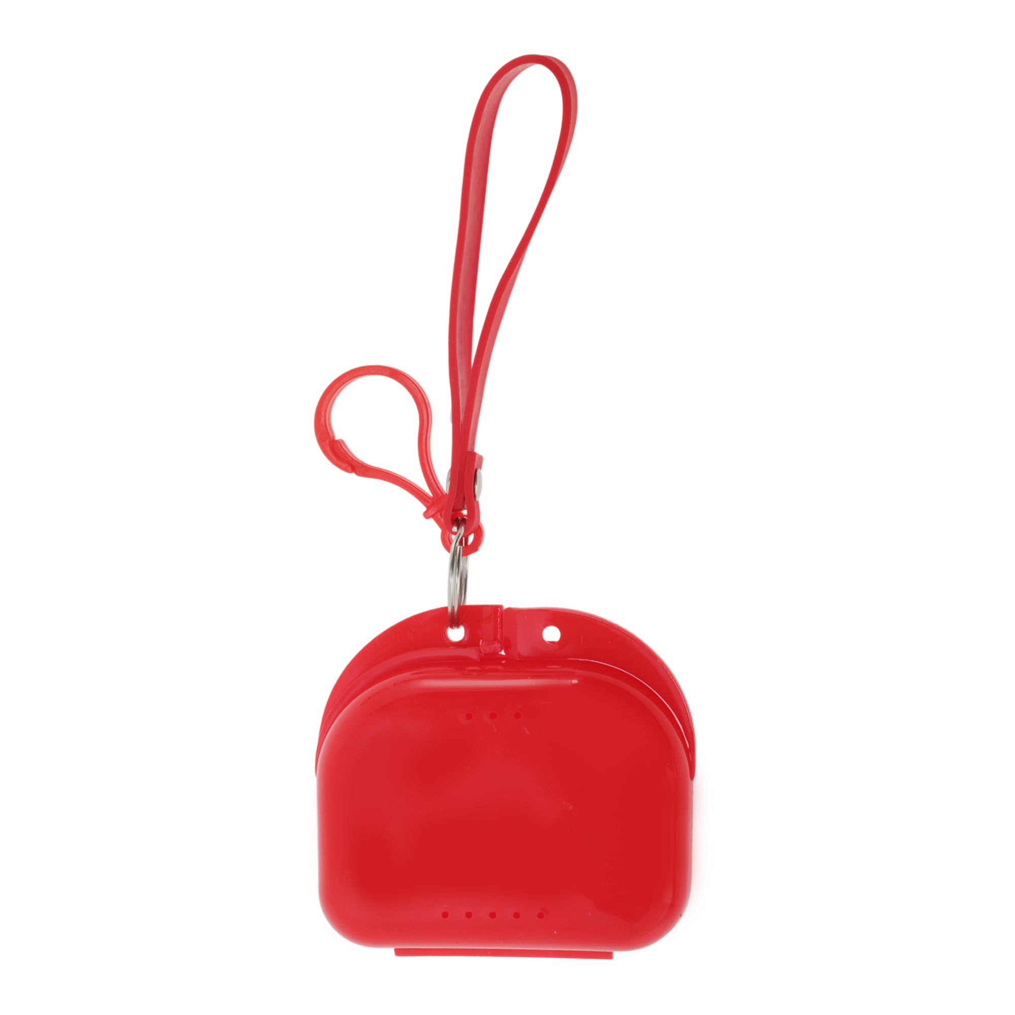 Unique Bargains Compact Braces Box with Lanyard 1 Pc Red