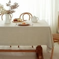 thumbnail image 3 of 100% Pure Linen Tablecloth, 55x55 Inch Square Table Cover - Natural, 3 of 7