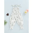 thumbnail image 4 of Genuiskids Toddler Baby Girl Sling Jumpsuit Romper Floral Print Sleeveless Pleated Tie-Up Suspender Overalls Summer Clothes, 4 of 9